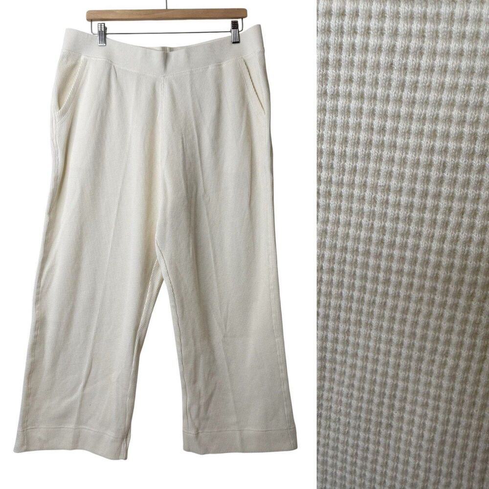 Pact Organic Cotton Thermal Waffle Knit Pants Womens XXL Wide Leg Pockets Lounge
